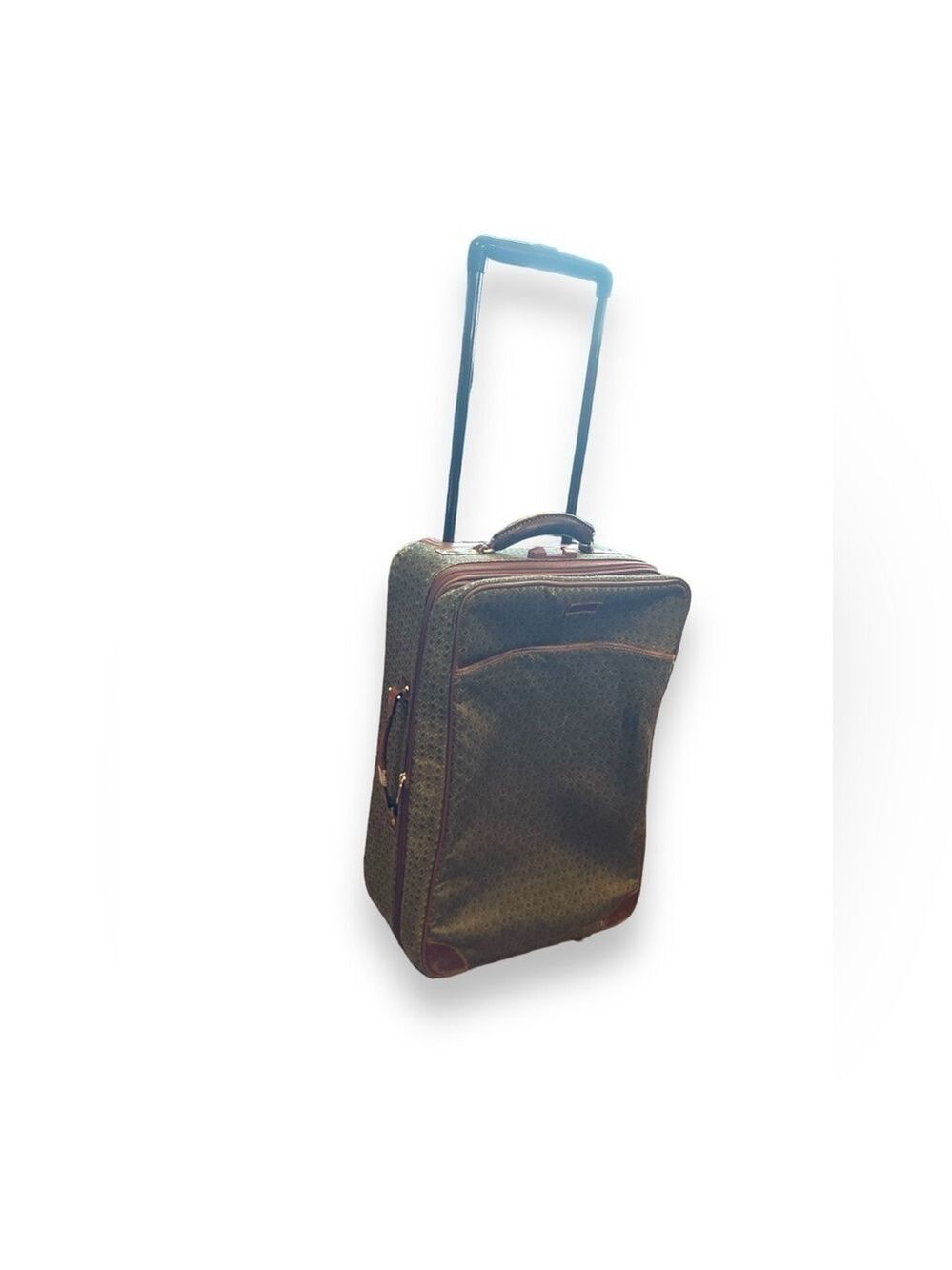 Hartmann Green Diamond Jacquard Fabric & Leather Wheel On Roller Bag 21”